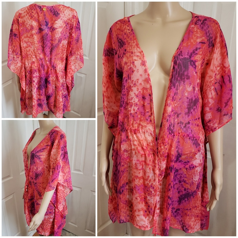 NEW! Tropical Swimsuit Cover Up (Hot Coral) - M